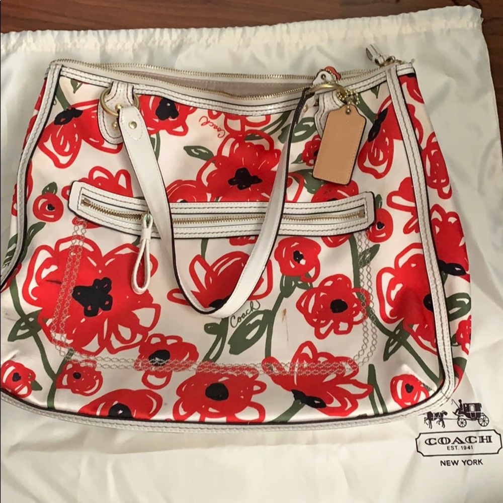 Used coach poppy floral bag